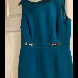 Tahari teal sheath dress